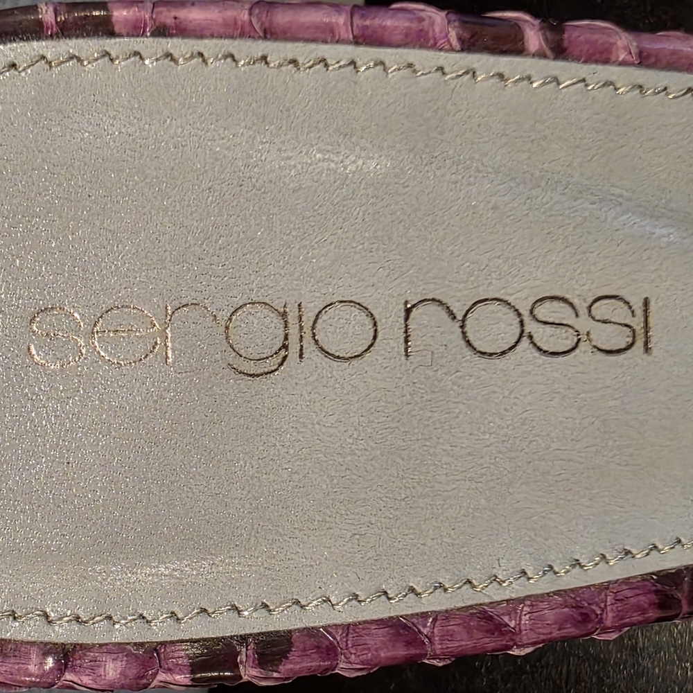 SALE Sergio Rossi Snake Print Sandal Heels - Picture 3 of 13